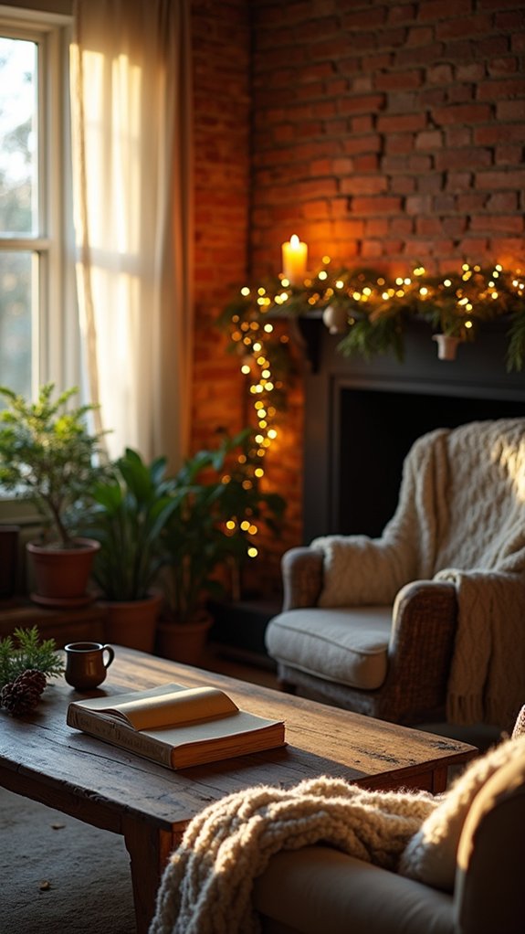 cozy rustic string lights