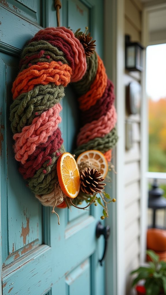 cozy rustic yarn wreath