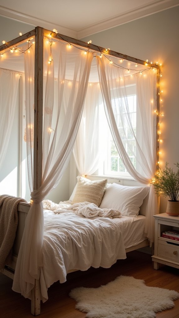 cozy twinkling bed canopy