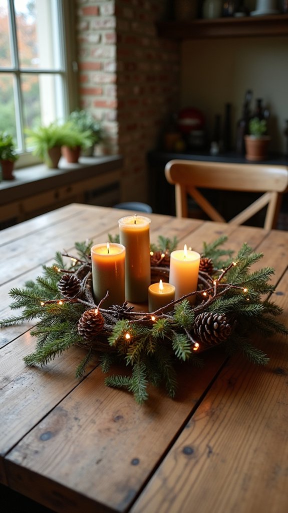 cozy wooden wreath centerpiece