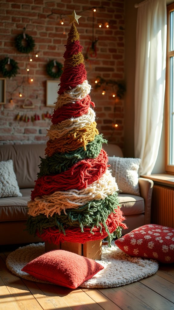 cozy yarn wrapped christmas tree