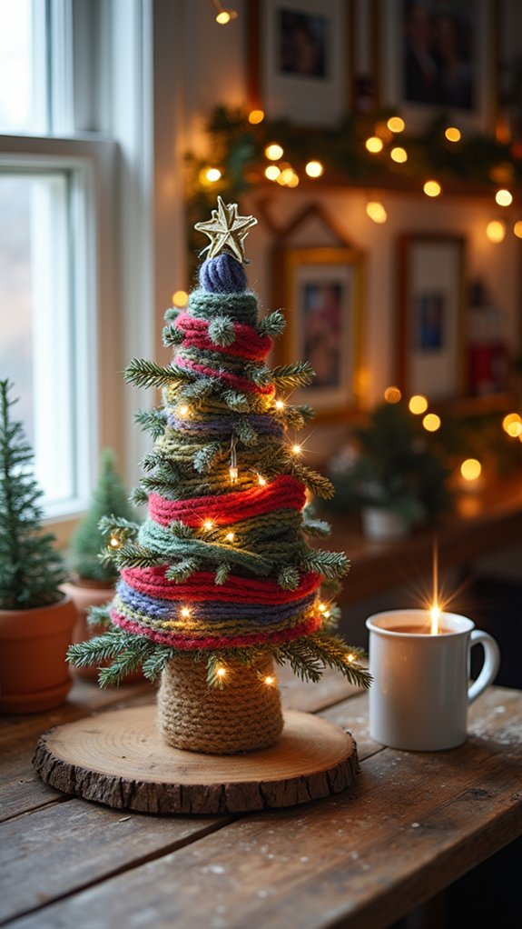 cozy yarn wrapped holiday decor