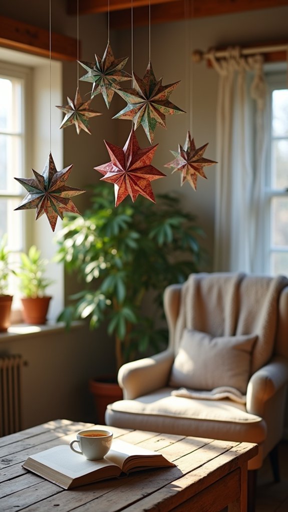 crafting colorful paper stars