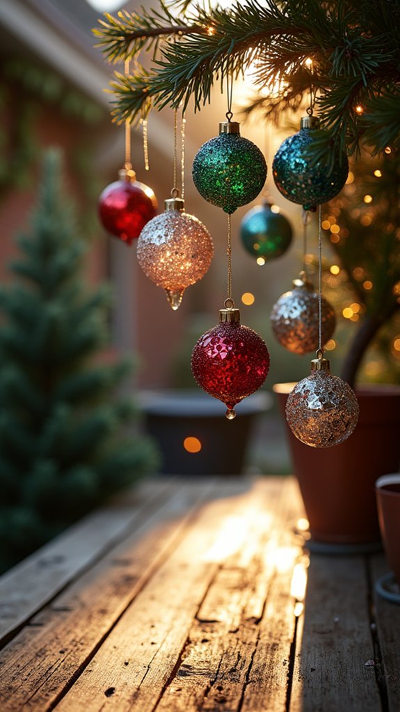 crystal studded christmas baubles