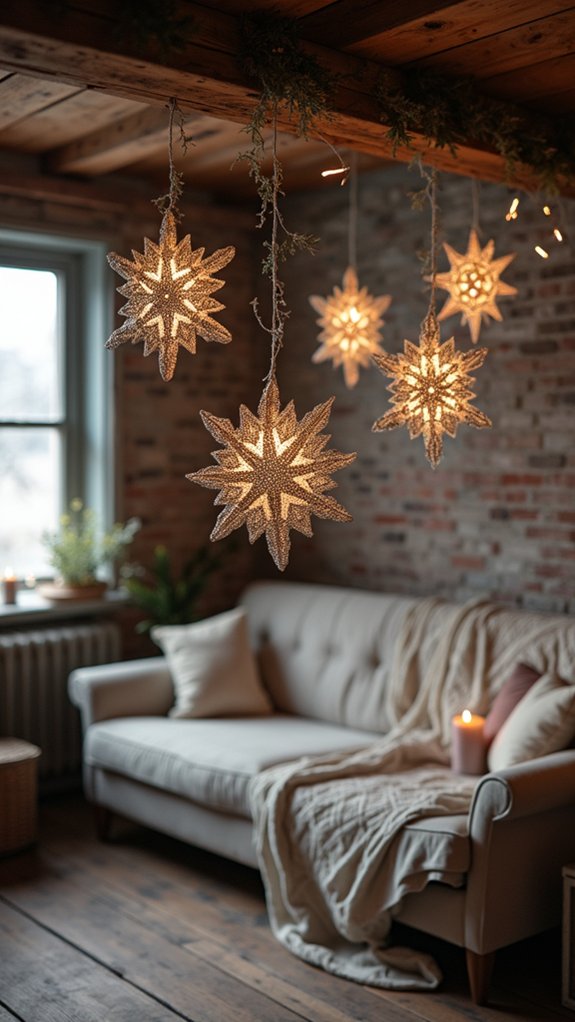 delicate glittering lace stars