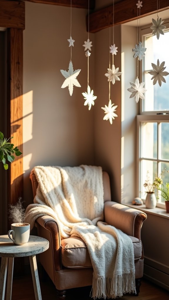 delicate soft felt snowflakes