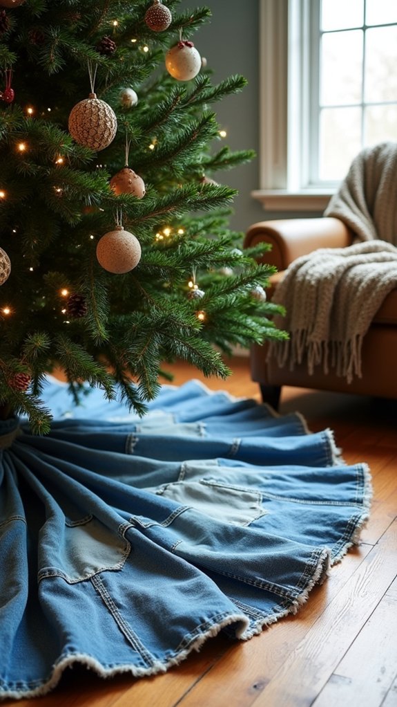 distressed denim christmas tree skirt
