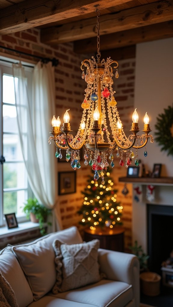 diy festive light chandelier
