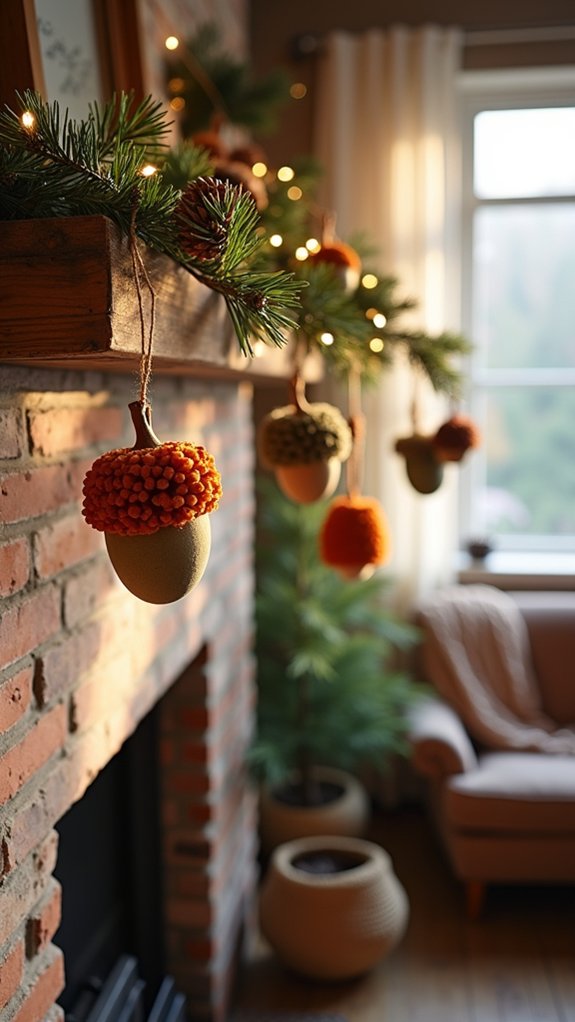 diy pom pom acorns