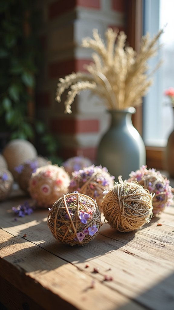 dried flower twine ornaments