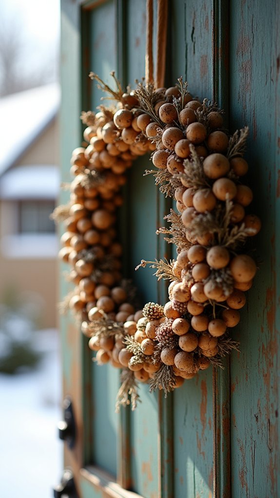 dried flowers and wooden beads
