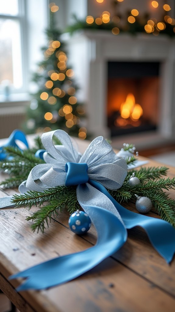 elegant blue and silver ribbons