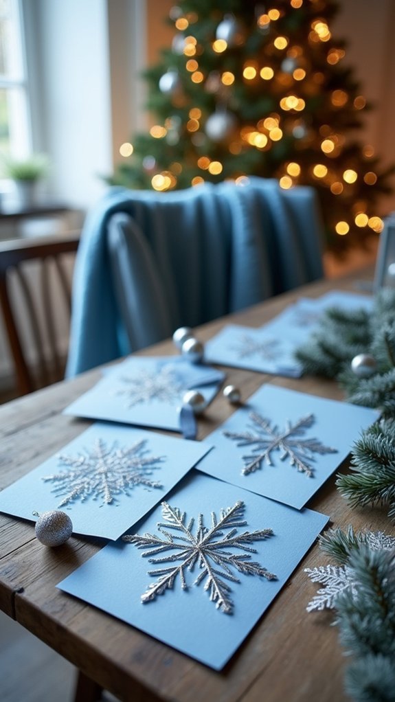 elegant blue silver cards