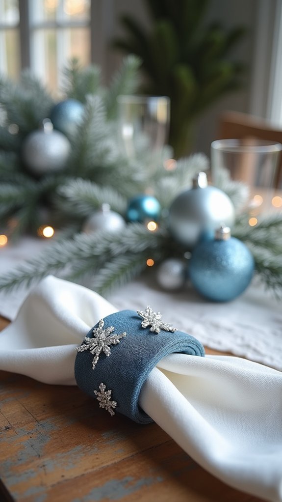 elegant blue silver napkin rings