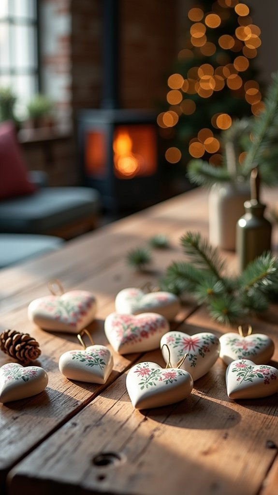 elegant ceramic heart ornaments