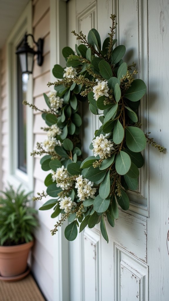 elegant eucalyptus white blooms
