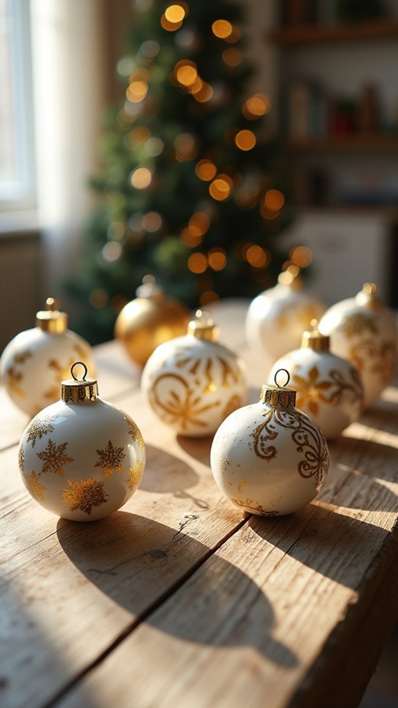 elegant gold and white ornaments