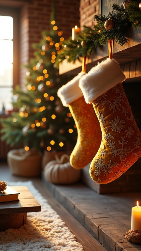 elegant gold holiday stockings