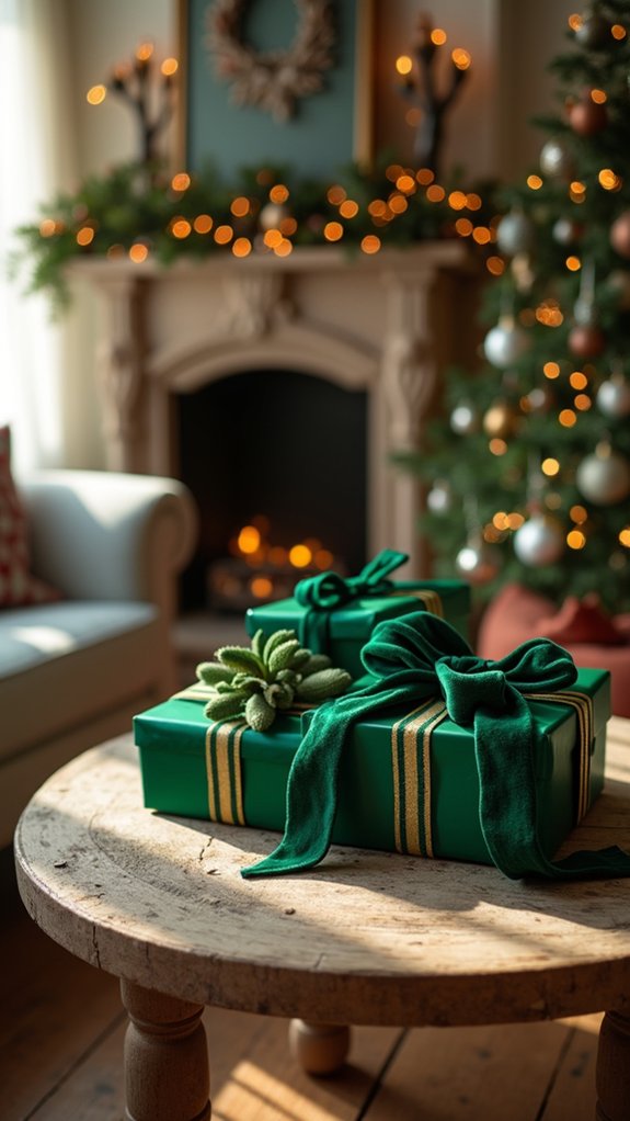 elegant green velvet ribbons