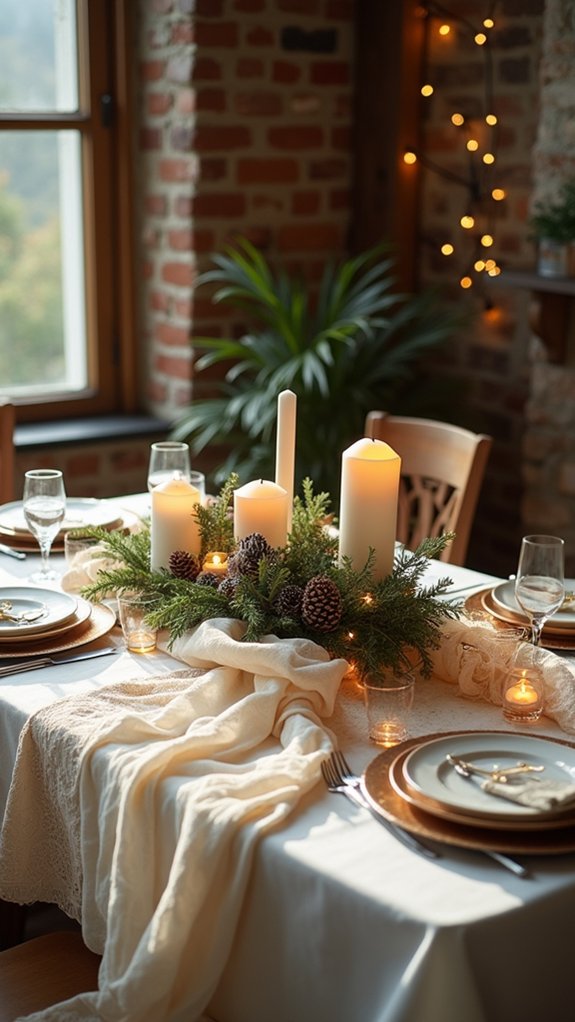elegant linens with lights