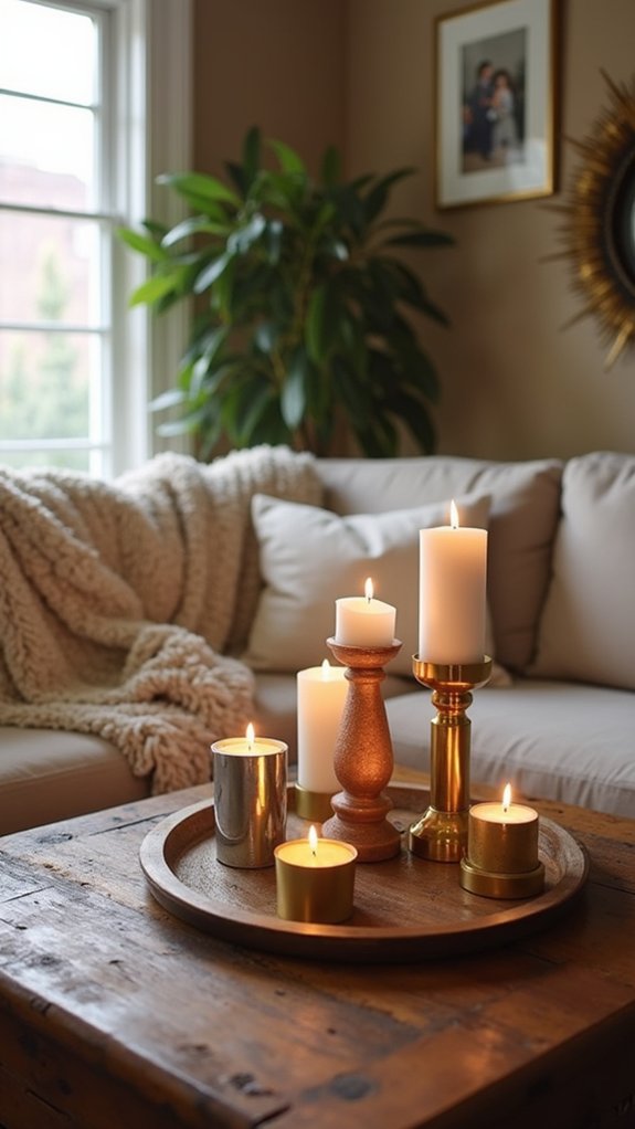 elegant metallic candle holders