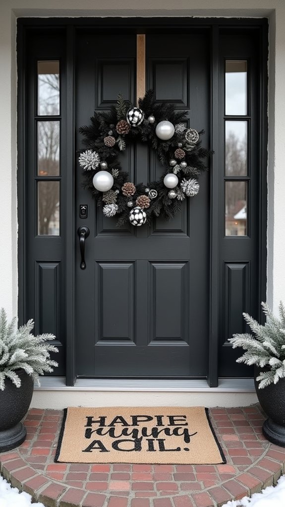 elegant monochrome wreath design