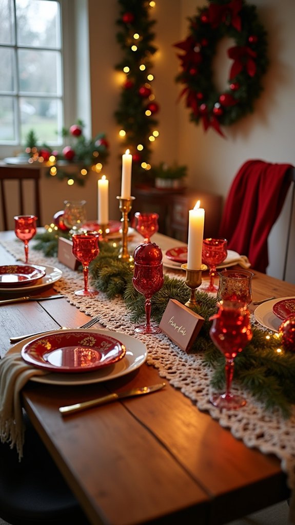 elegant red gold name tags