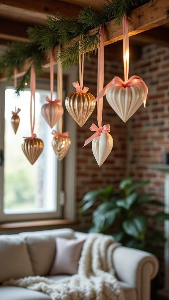 elegant ribbon heart ornaments