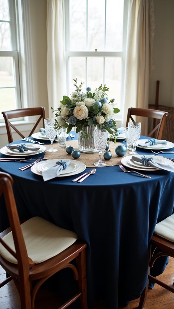 elegant silver blue setting