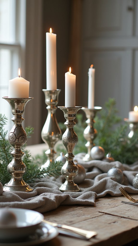 elegant silver candle holders