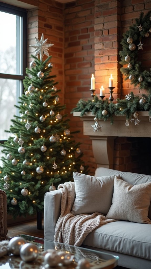 elegant silver christmas baubles