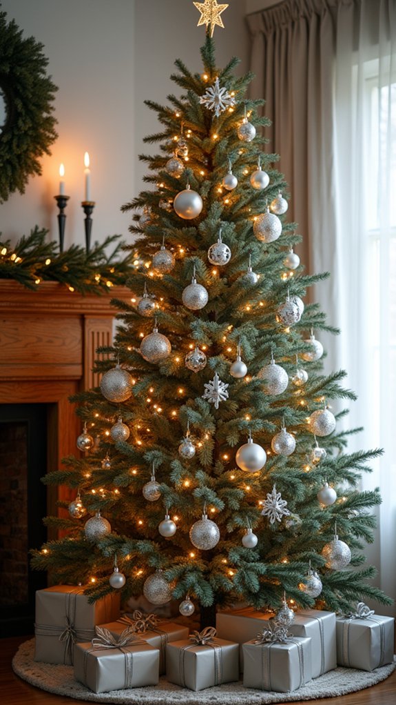 elegant silver tree ornaments