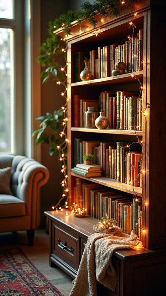 enchanted holiday bookshelf decor