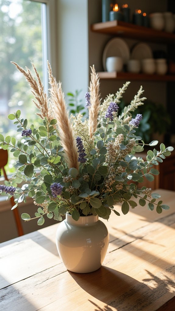 eucalyptus and dried flowers