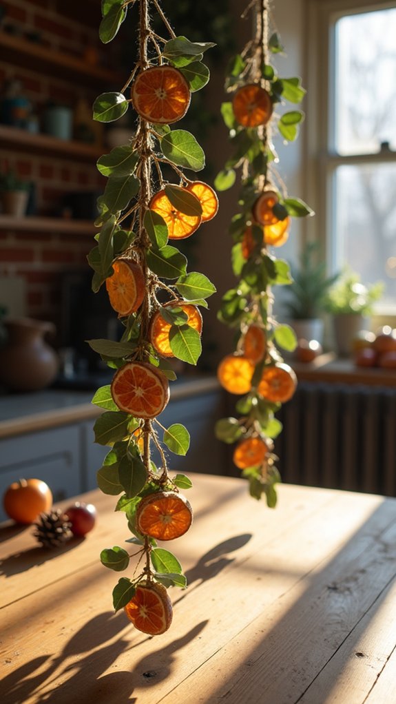 eucalyptus and dried fruit decorations
