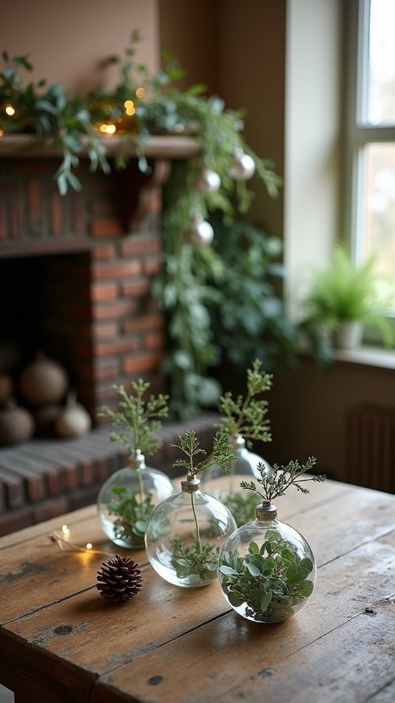 eucalyptus filled glass ornaments
