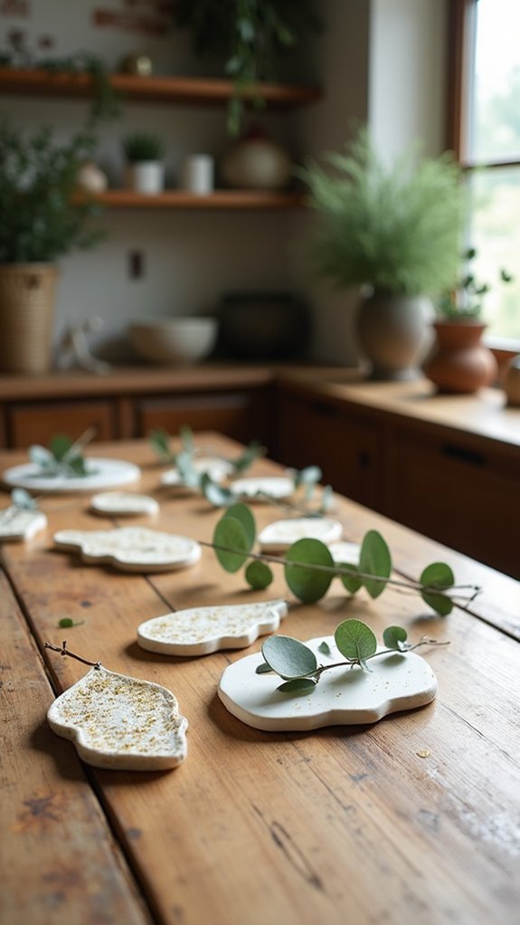 eucalyptus impression clay ornaments