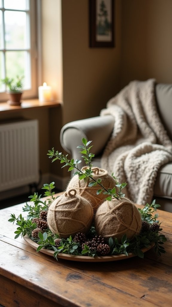 eucalyptus jute wrapped ornaments