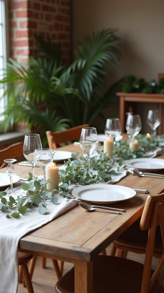 eucalyptus leaves table decor