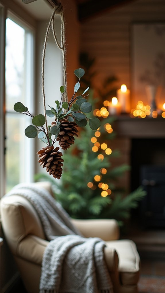 eucalyptus pinecone holiday ornaments