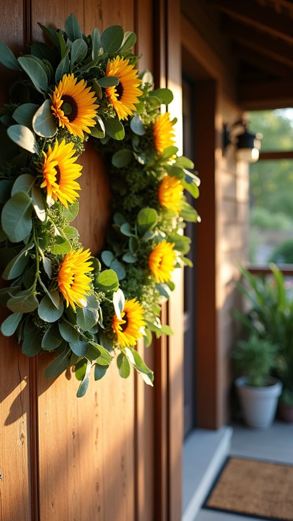 eucalyptus sunflower holiday wreath