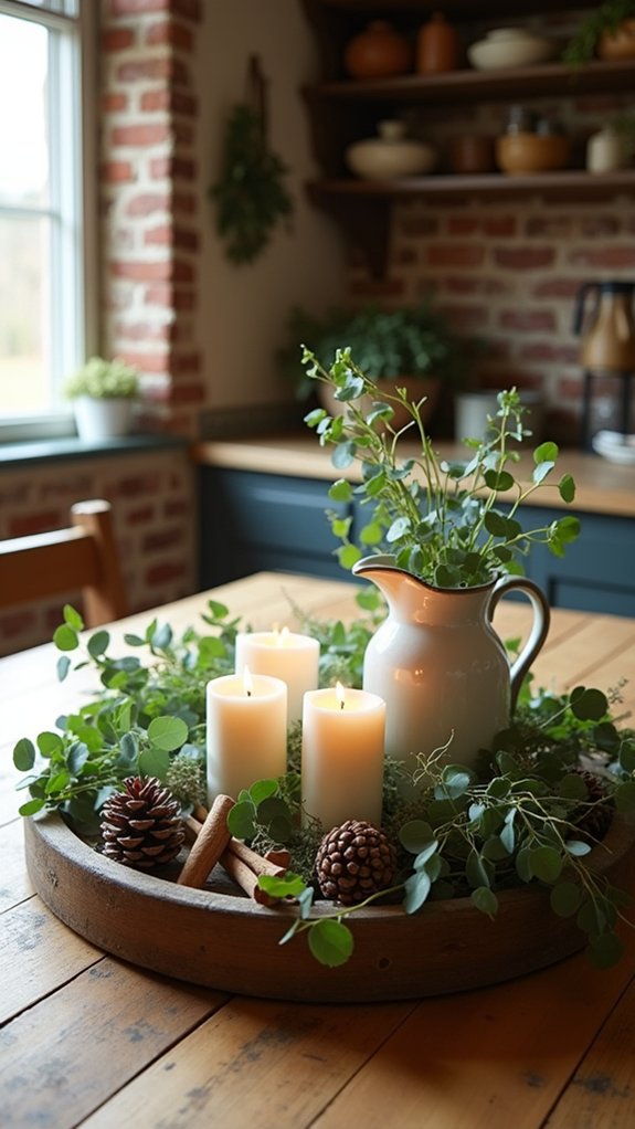 farmhouse charm with eucalyptus