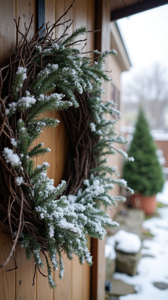 faux snow winter wreath