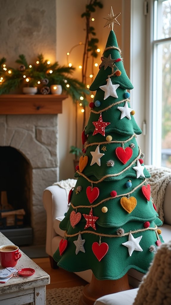 felt christmas tree crafting