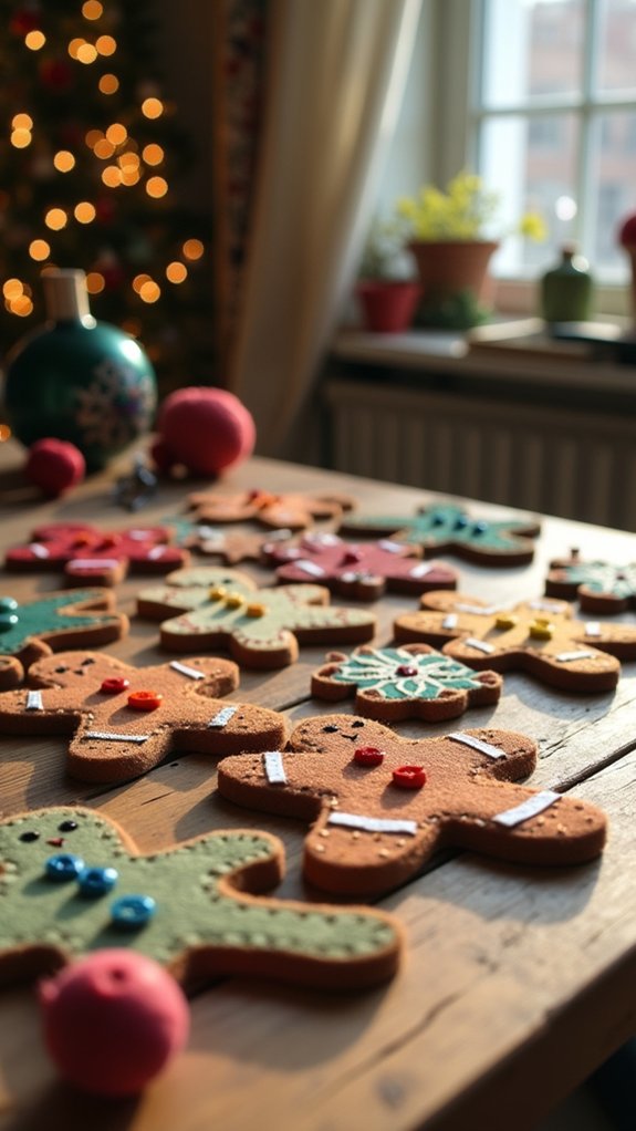 felt gingerbread men ornaments
