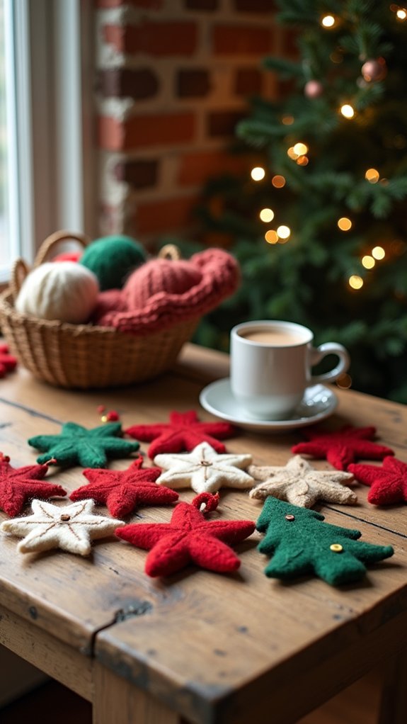 felted wool holiday ornaments