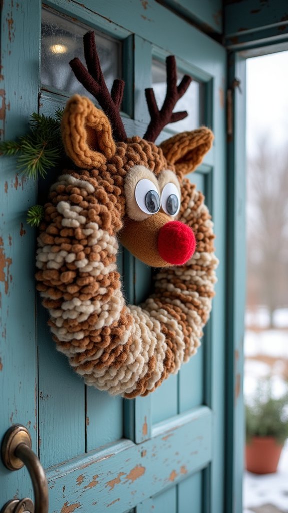 festive adorable reindeer wreath