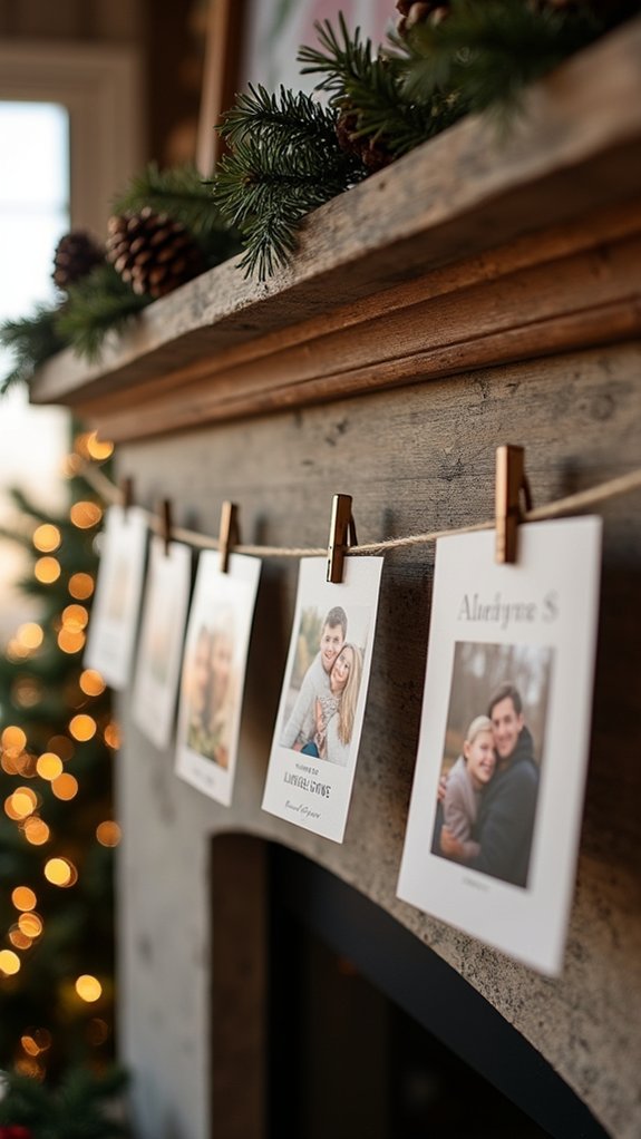 festive card and photo display