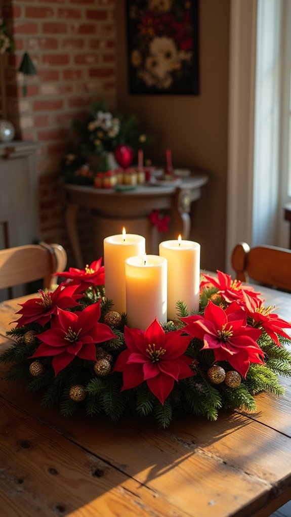 festive centerpiece with candles