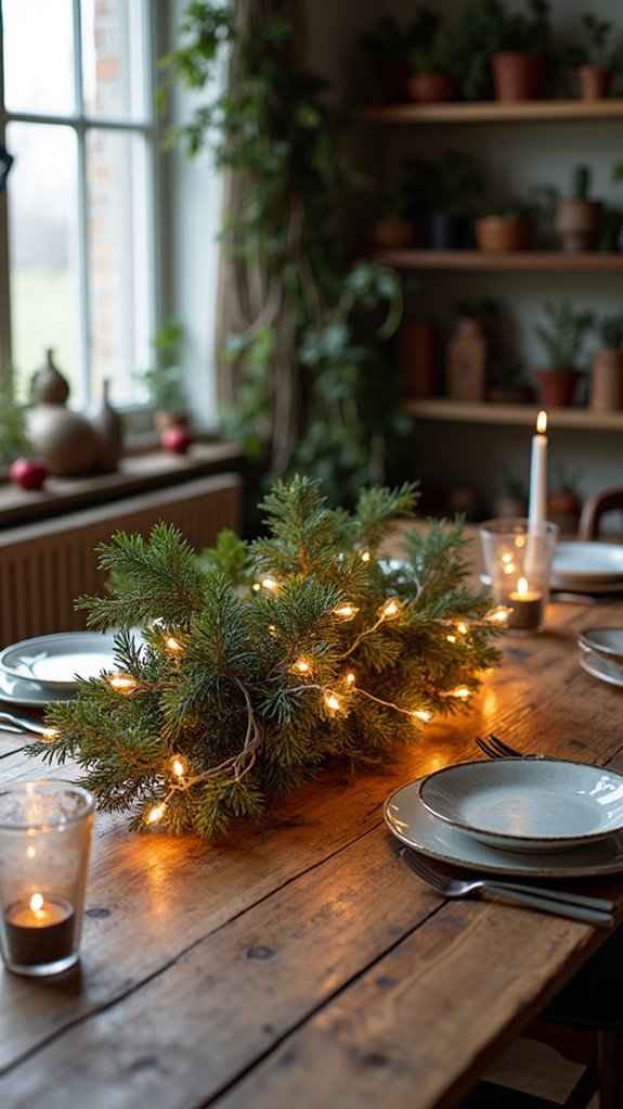 festive centerpiece with lights